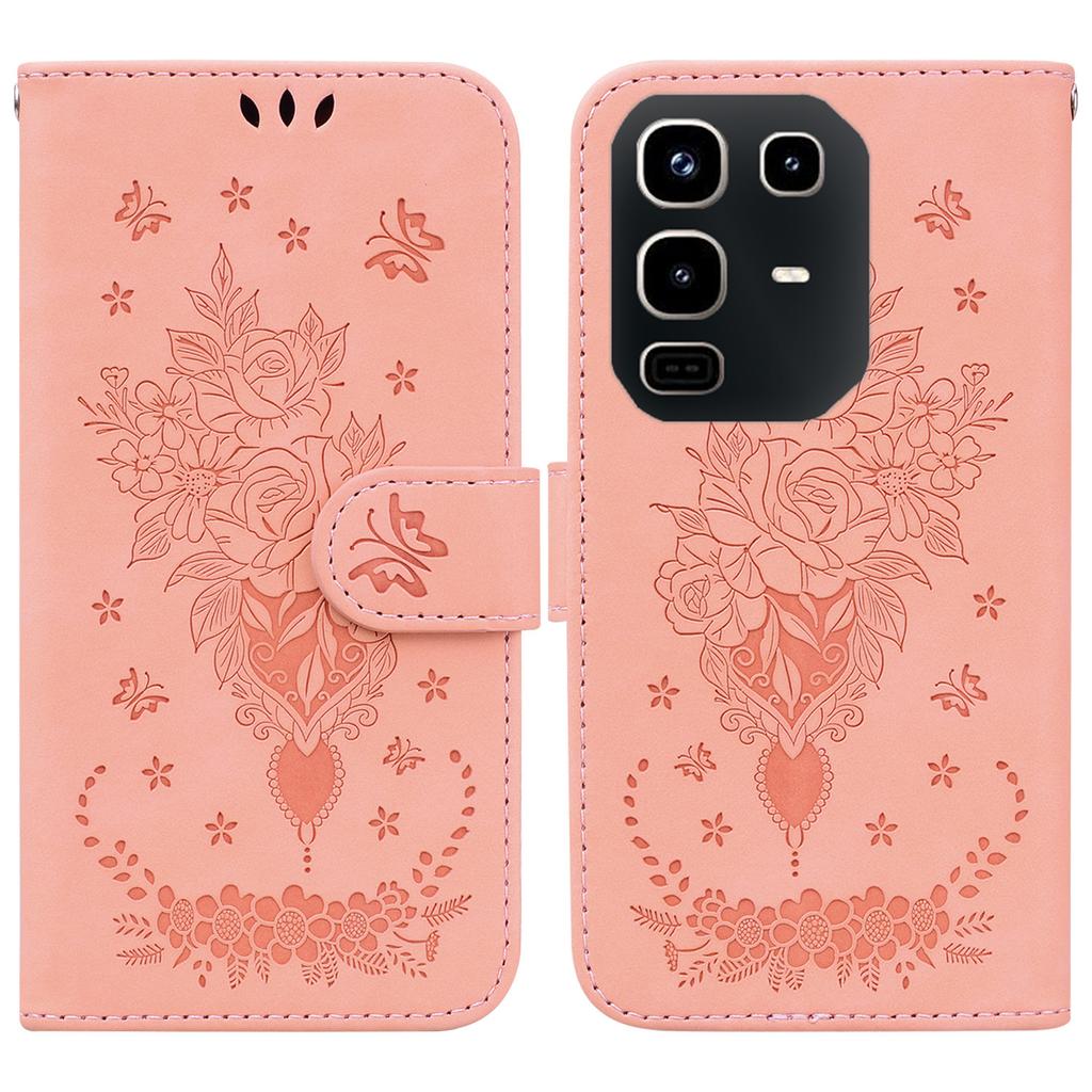For Infinix Note 50 Pro 4G/Note 50 4G Case Butterfly Flower Imprint PU Leather Wallet Phone Cover with Strap