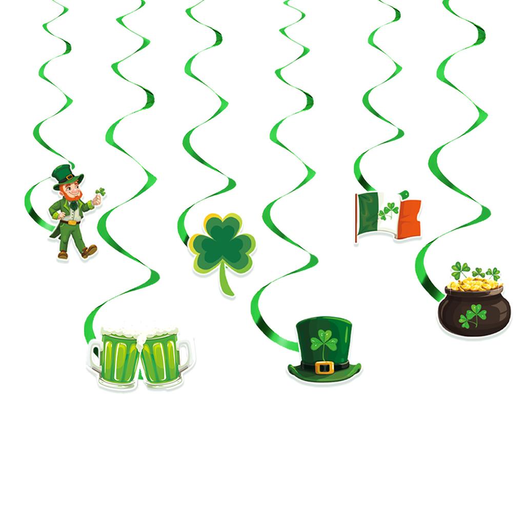 St. Patrick'S Day Decorative Ornament Party Decorative San Par Banner Flag Four Leaf Clover Swirl