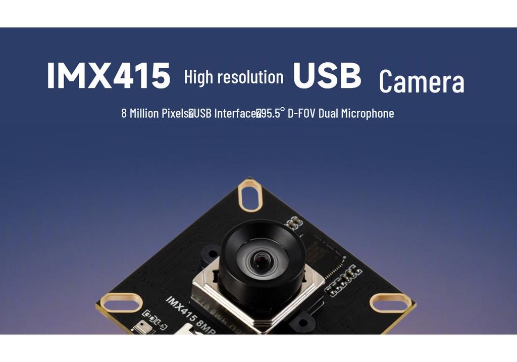 8-мегапиксельный USB 2.0 модуль камеры с сенсором IMX415 и двойными микрофонами, без искажений