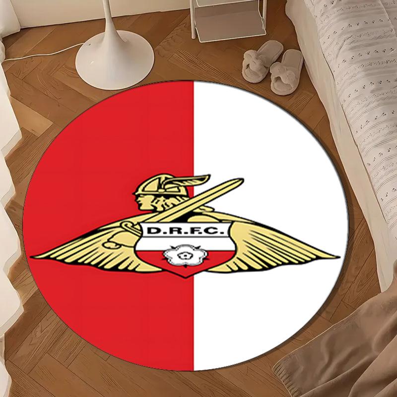 1PC Doncaster Red Crest Round Rug for Livingroom,Bedroom, Palyroom, Chair Rug, Area rug, Circle Carpet, Large Size Fan Christmas gift