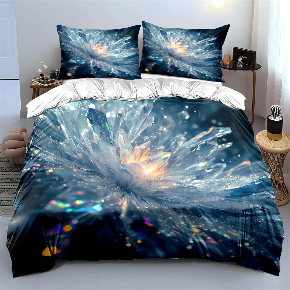 Crystal Decoration Art Set - Home Decor Bedding Set with 1 Duvet Cover 2 Pillowcases Single Double King Queen, Gift