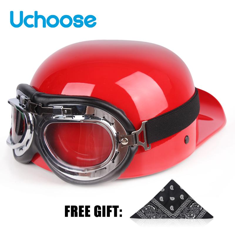 Винтажный шлем Uchoose с открытым лицом, полушлем для мотокросса, скутер, крейсер, чоппер, бейсбольная кепка, шлем, летняя езда
