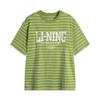Li Ning Sports Lifestyle Series Полосатая футболка с круглым вырезом и надписью, дышащая, универсальная, с коротким рукавом, мужская, топы, травянисто-зеленый AHSV281-9