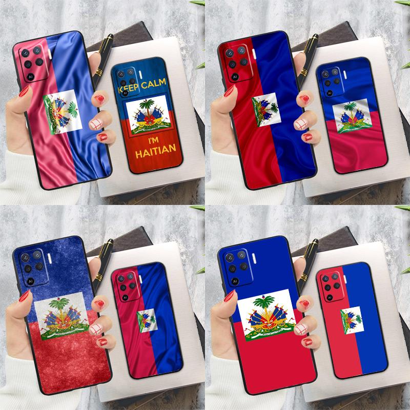 Haiti Haitian Flag Phone Case For Oppo A74 A53 A54 A94 A15 A16 A17 A52 A72 A76 A96 A57S A58 A78 A98 Back Cover