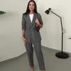 2024 Autumn Women's Solid Color Waist-Tie Slim-Fit Blazer & Long Pants Set