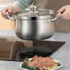 1pc Stainless Steel Induction Base Soup Pot Prevent Overflow With Glass Lid 24cm