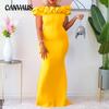 Plus Size Women's Dress Solid Colour Fishtail Dress Wooden Ear Edge Slim Evening Dress Non-long Dresses