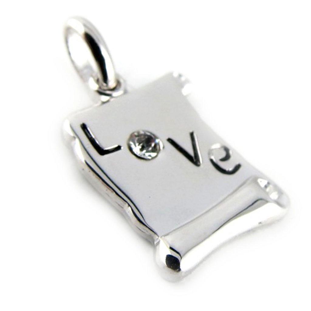Altesse [L0127] - Silver Pendant 'Love' Parchment (rhodium-plated) - 11x14 Mm