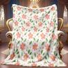 1pc 2D Pink Floral Green Leaf Pattern Flannel Blanket, Soft HD Digital Print Cooling Blanket All-Season Use! Soft And Breathable 100% Polyester Fiber,