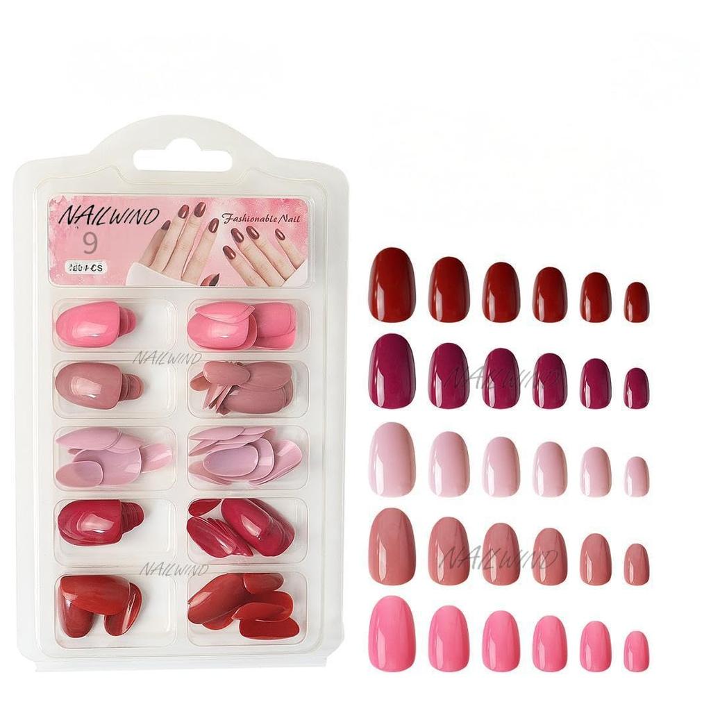 NAILWIND 120 шт. Мягкие гелевые ногти | Средние круглые искусственные накладные ногти | Комбо из 5 цветов с клейкими стикерами | Акриловые накладные ногти для W