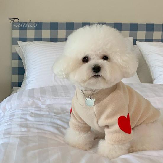 Pet Pullover Fashionable Love Pattern Dog Shirt Comfortable Warm Cat Two-Legged Clothing Pet