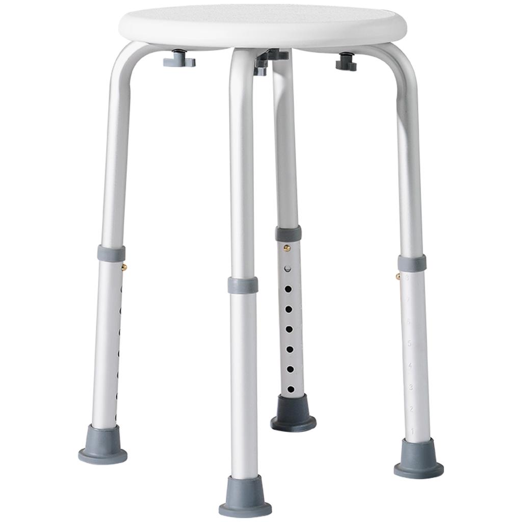 Shower Chair Height Adjustable Aluminium Shower Stool With Non Slip Feet For Disabled Elderly White