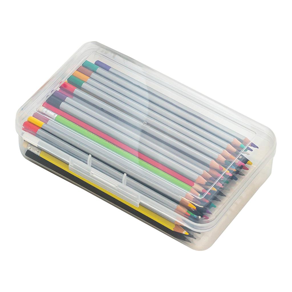 Clear Plastic Pencil Box Large Capacity Pencil Box Stacking Sketch Pencils Organizer for Case Office Supplies Storage Bo