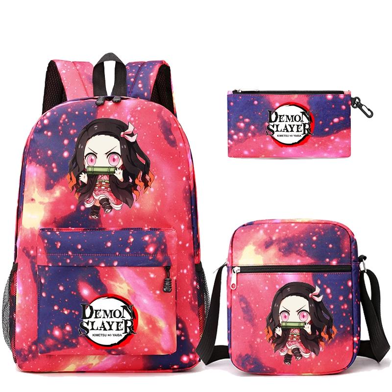 3 шт./компл. рюкзак «Убийца Демонов» в стиле аниме с сумкой на плечо, пенал для мальчиков и девочек, школьная сумка для книг, мужская и женская дорожная сумка
