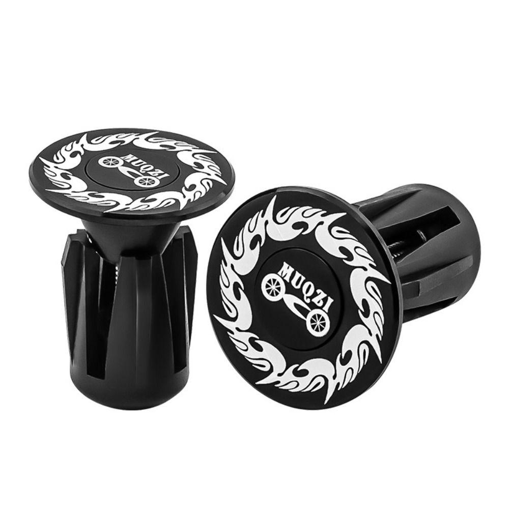 1 Pair Flame Pattern Bike Handlebar Plugs Aluminum Zinc Zinc Alloy Handlebar Grip End Plugs  Road Bicycle