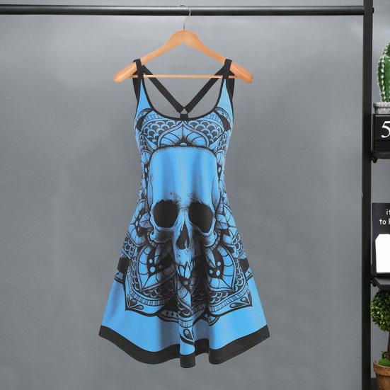 Женское летнее платье больших размеров с принтом готического черепа, платье-майка без рукавов, повседневное свободное женское платье для отпуска, вечеринки, клуба