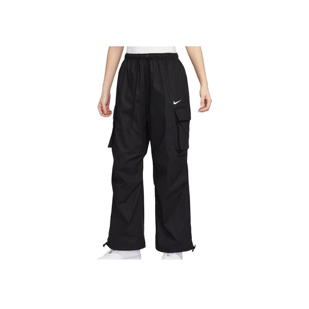 Nike Спортивная одежда Логотип Многокарманные Завязки Удобные Универсальные Повседневные брюки Женские брюки Черные IF0392010