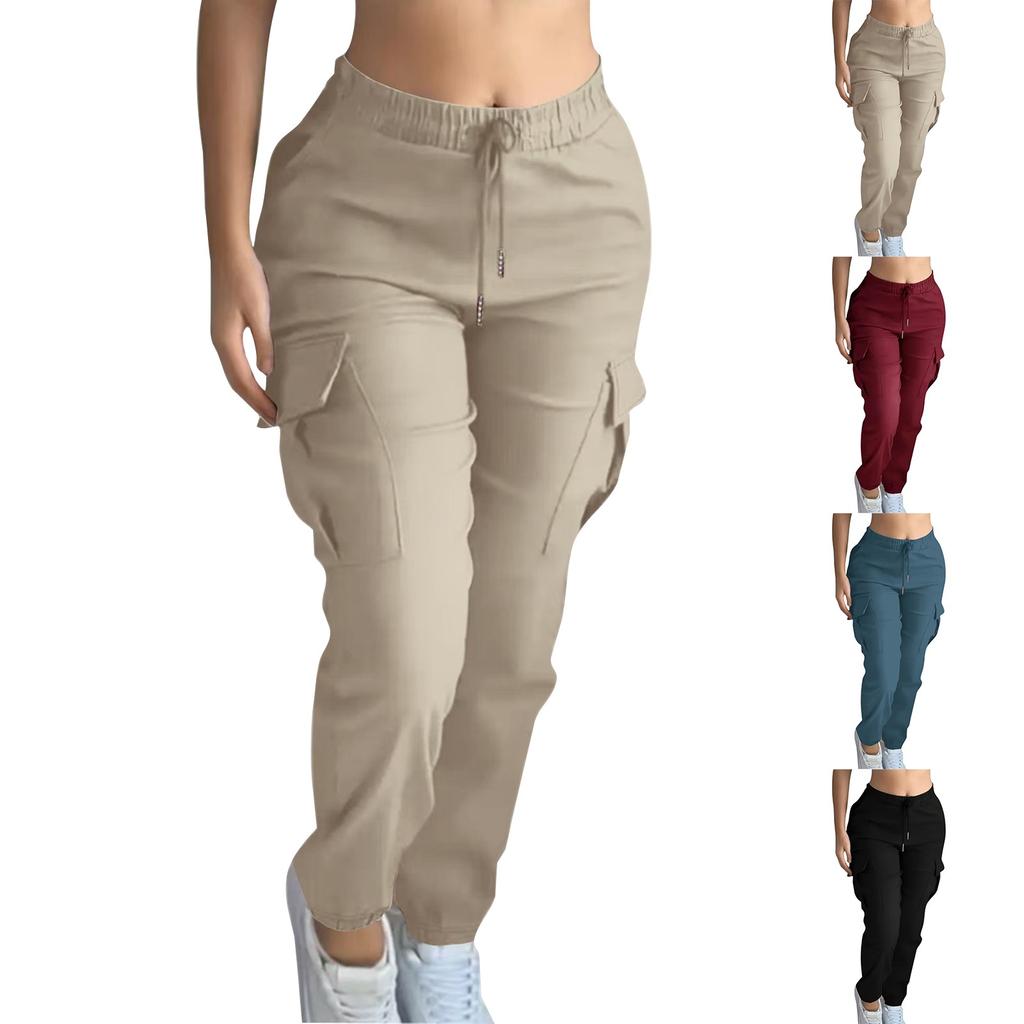 Женские модные однотонные брюки карго на кулиске для работы и альпинизма