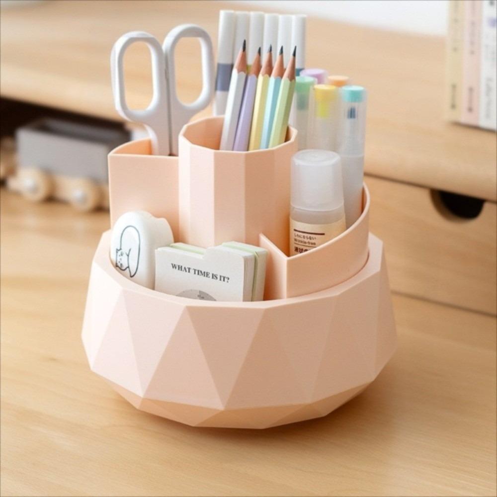 4-Grid 360° Rotating Pen Holder Large Capacity Makeup Brush Organizer Pencil Storage Box Home