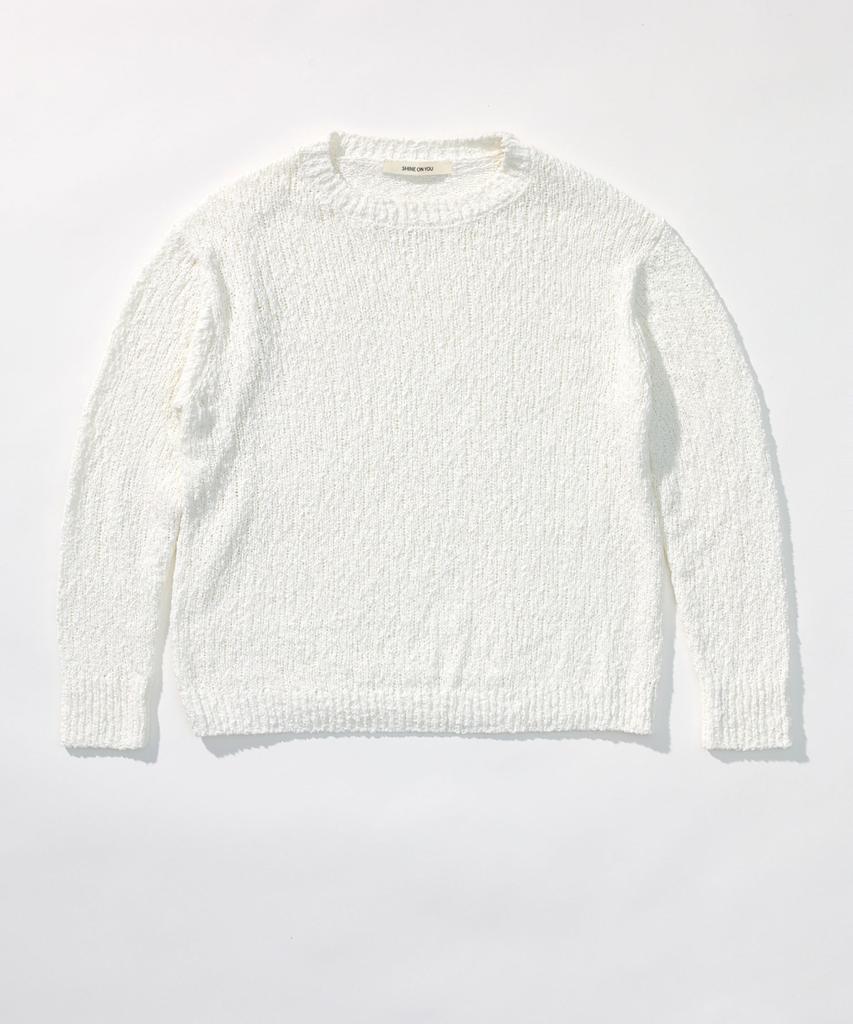 SHINE ON YOU Cotton Blend Loose Knit_ White