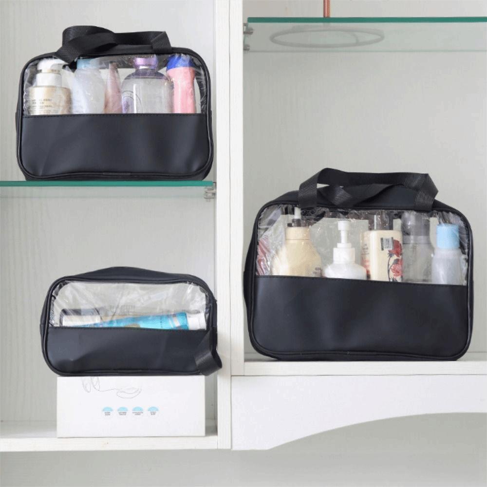 with Handle Travel Cosmetic Bag Transparent Women Wash Pack Portable Toiletry Pouch Makeup