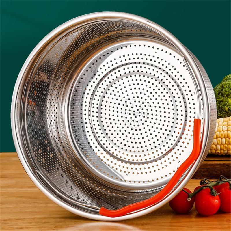 Stainless Steel Kitchen Steamed Grid Pressure Cooker Anti-Scald Steamer Multi-Function Fruit Cleaning Basket Cooking Accessories