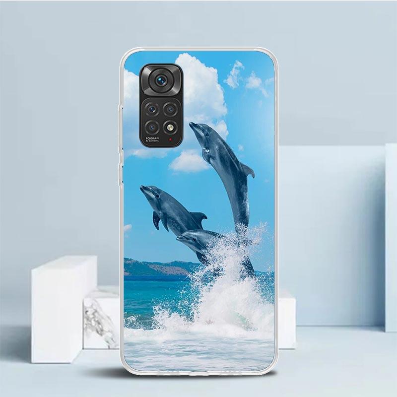 Чехол для телефона Милый дельфин с морским животным для Xiaomi Redmi Note 15 14 14S 13 12S 12 Pro Plus 11S 11 11T 11E 10S 10 + Мягкий ТПУ Задняя крышка