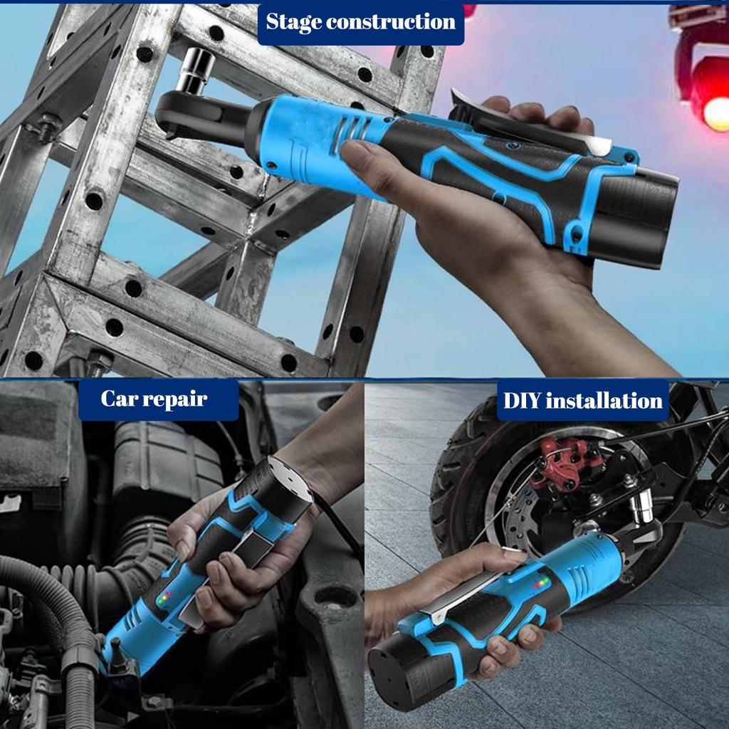 100 Нм, 18 В, беспроводной электрический гаечный ключ, инструмент для ремонта, перезаряжаемый угловой ключ с комплектом зарядного устройства из 2 батарей