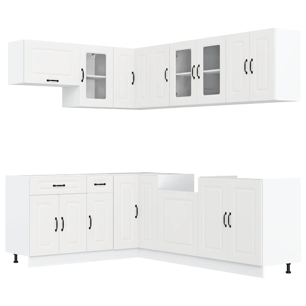 11 Piece Kitchen Cabinet Set Kalmar White Wood Based Panel