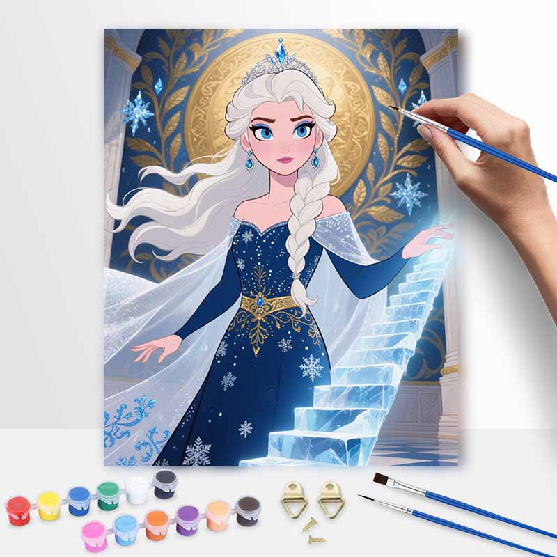 Disney digital oil painting art kit ice queen snowflake style handmade diy home decorations