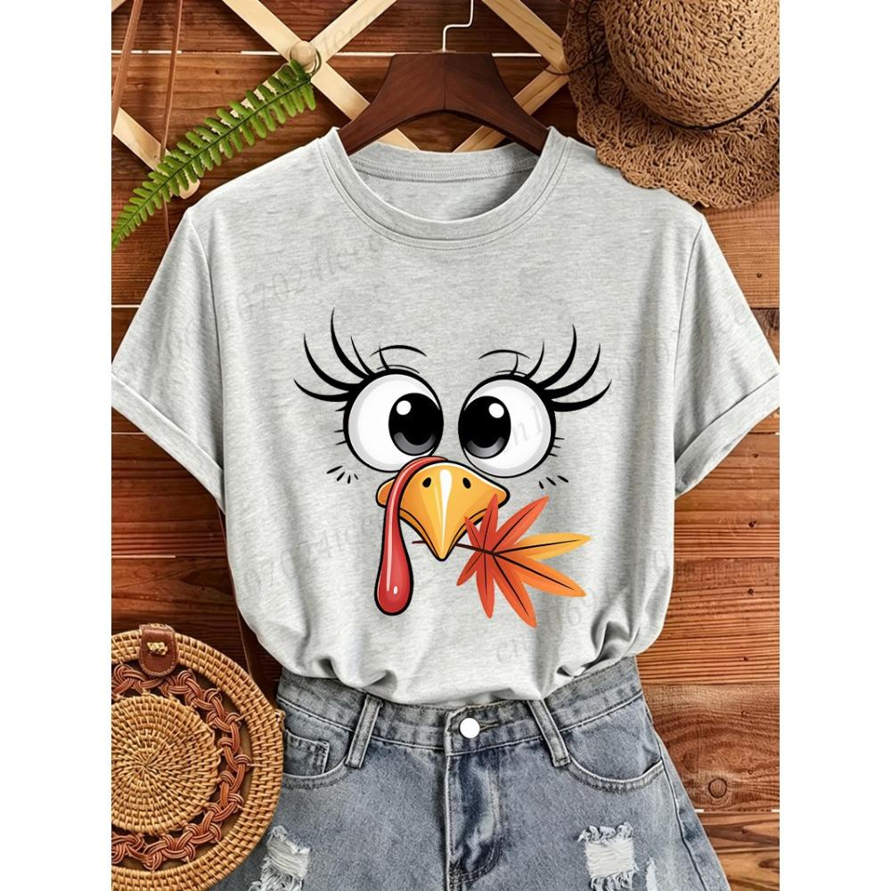 Women's T-shirt Color Neon Heart All Over Print Short Sleeve Crew Neck
