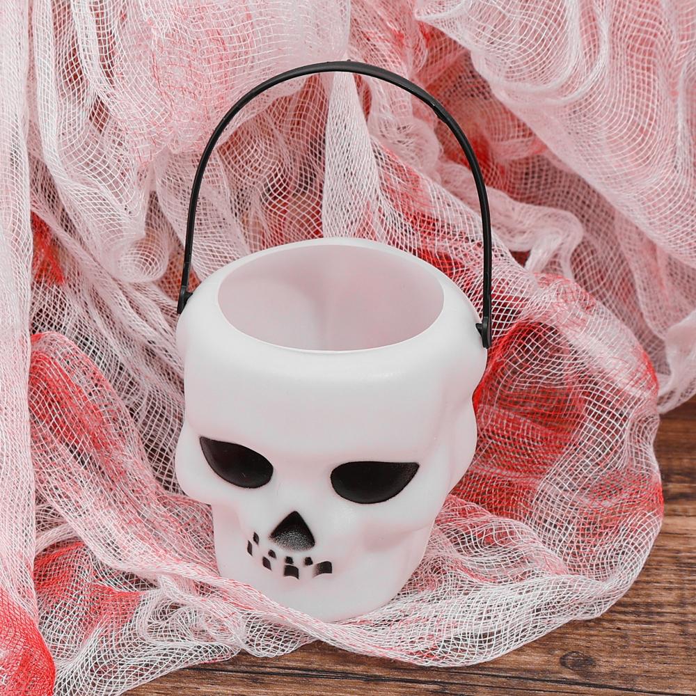 Halloween Candy Bucket Pot Plastic Witch Skeleton Cauldron Holder Home Party Decoration Props Kettle Skull Mini Buckets Kids Toy