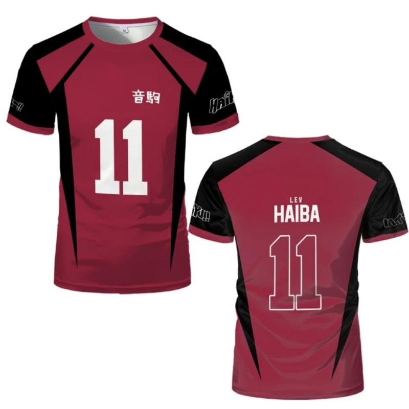 Футболка с изображением аниме Haikyuu Nekoma, джерси, униформа, Kozume Tetsurou Kuroo, костюм для косплея, школьный волейбольный клуб, мужская спортивная одежда, футболка