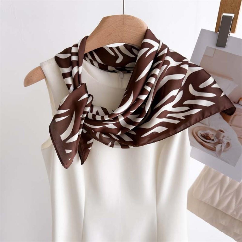 Breathable 90 CM Square Scarf Patterned Shawl Printed Silk Scarf Stripes Square Headscarf  Vacation