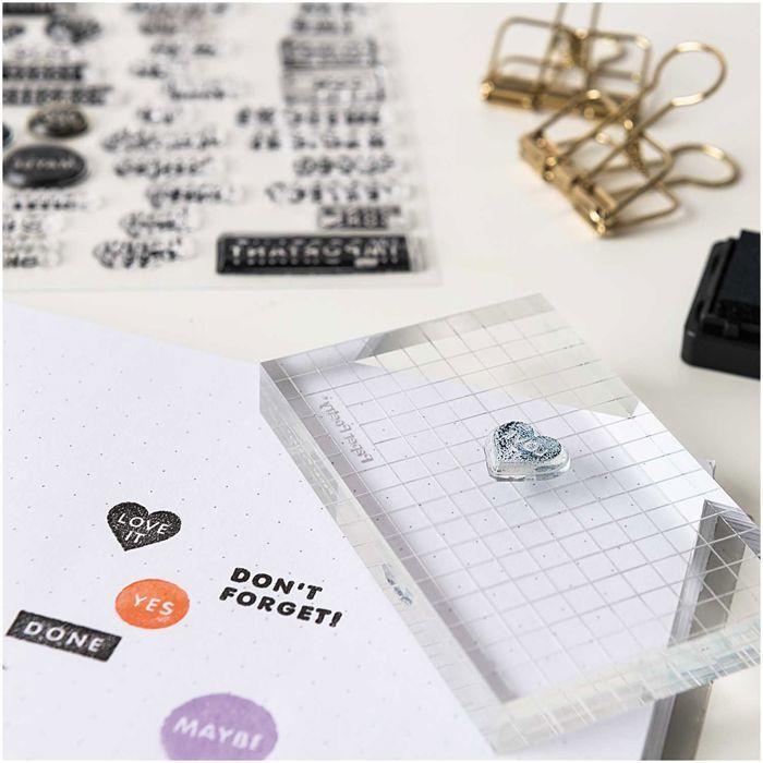 Acrylic Block - Rico Design - Paper Poetry - 8x5 Cm - Thickness 1 Cm - Gridded