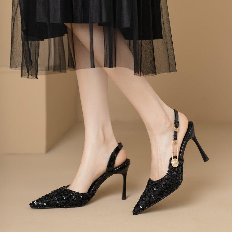 Fashion New Elegant Women's Sandals with Thin Heels Pointed Points Shallow Mouth High Heels Stylish and Trendy Women's Shoes