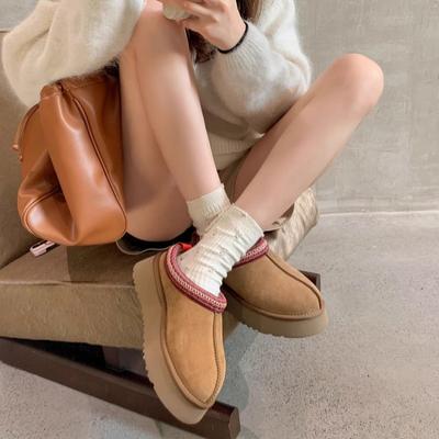 [Шей Су Иинь]~ Ленивые маффины на толстой подошве, пушистый снег, полусапоги женские 2025 зима, сапоги-таты