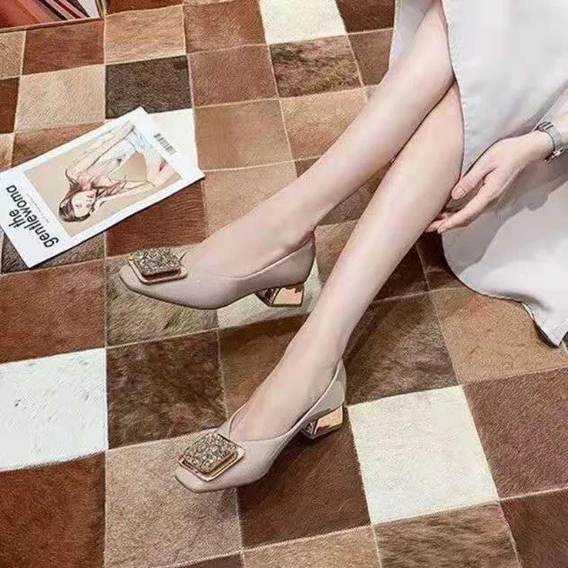 Туфли-лодочки на среднем каблуке с бриллиантами, удобные, со стразами и кристаллами, для женщин, роскошные летние туфли для женщин, быстрая доставка