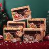 3pcs Window Type Christmas Candy Gift Box PVC Kraft Cookie Box  New Year Celebration