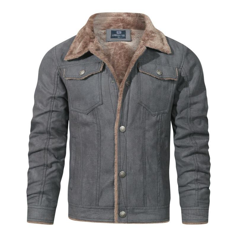 Новая куртка с лацканами, меховое одно трансграничное мужское зимнее флисовое пальто, мужская свободная мужская одежда