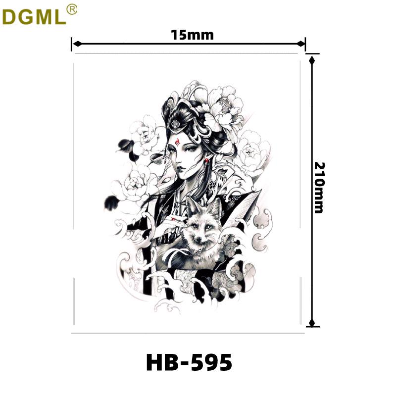 Kirin Lion Fox Totem Flower Tattoo Sticker – Waterproof & Customizable Realistic Design