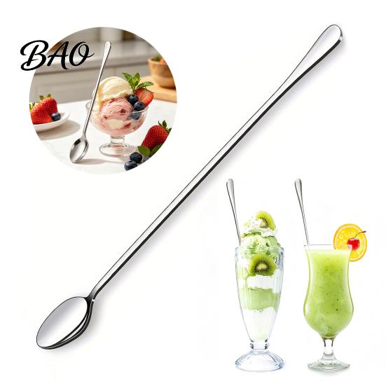 Professional Barware Supplies Stainless Steel Long Handle Mixing Spoon, Polished Metal Stirring Spoons for Jam Tall Glass Bar Spoon Cocktails