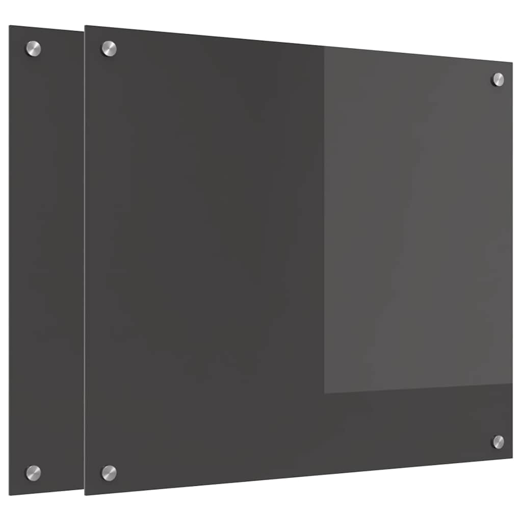 Kitchen Splashback 2 pcs Dark Grey 70 x 60 cm Tempered Glass