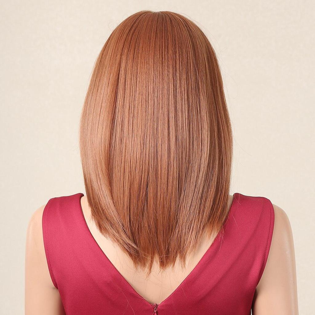 Оранжево-коричневый, средние прямые синтетические парики «боб», короткие волосы с челкой для чернокожих женщин, многослойный парик Лолиты для косплея, термостойкий