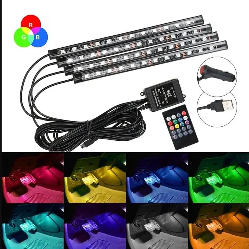 Универсальная автомобильная RGB-подсветка, светодиодная лента, лампы для создания атмосферы в салоне, 8 цветов, декоративные аксессуары для внедорожников 4x4