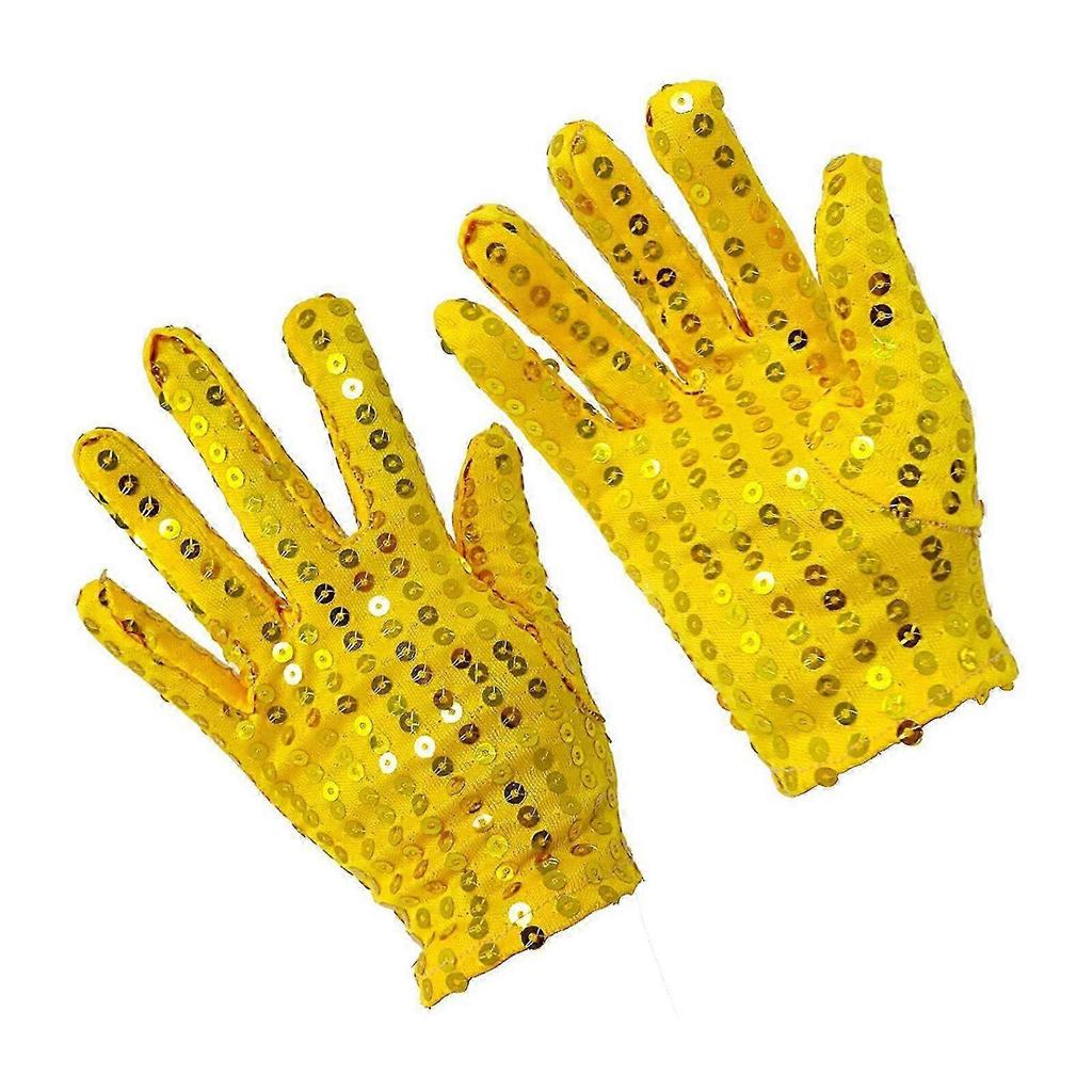 Internet Celebrity Gloves Fashion Stage Performance Sequins Short Glove Black Silver Red Yellow Blue Shinning Mittens Red