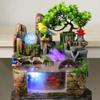 Rockery Water Fountain Desktop Indoor Resin Small Waterfall Fountain with LED Lamp for Living Room Office Decoration