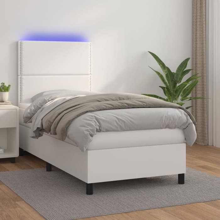 Maison Exclusive - Sommier à lattes de lit avec matelas et LED Blanc 100x200 cm