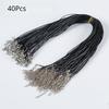 40pcs Of Wax Thread Sweater Chain Lobster Buckle Black Leather Rope Necklace DIY Jewelry Accessories Hanging Rope Pendant Wax Leather Rope