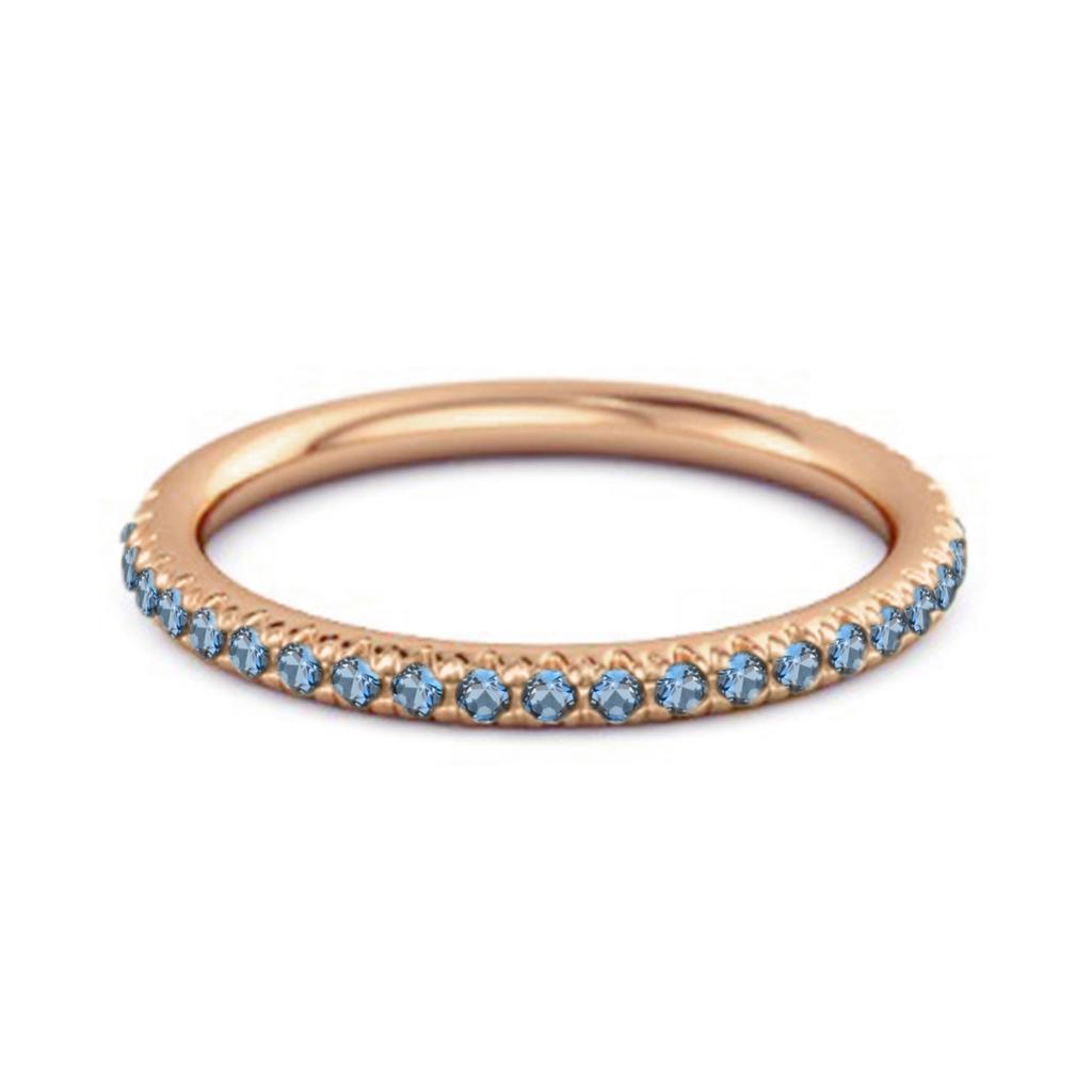 London Blue Topaz Round Eternity Ring - 925 Sterling Silver Rose Gold Vermeil